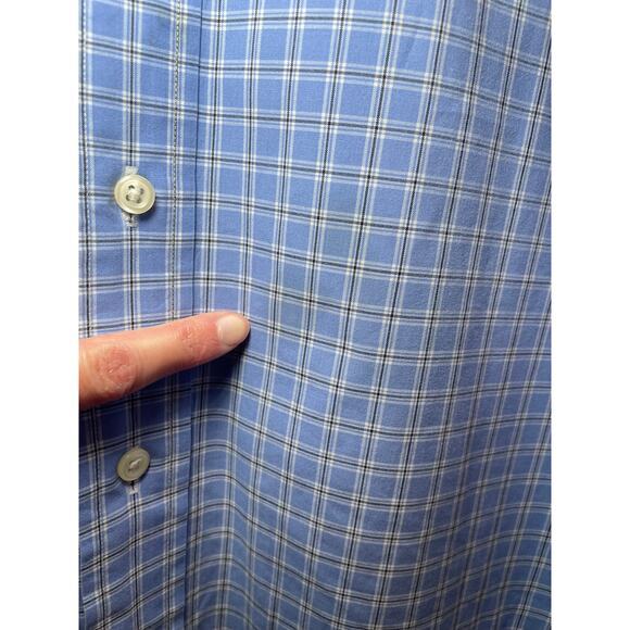 Ralph Lauren Men Classic Fit 17.5 34/35 Button Down Long Sleeve Shirt Blue Plaid - Picture 7 of 9